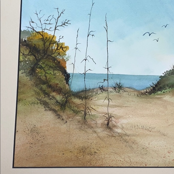ORIGINAL Signed WATERCOLOR SAND DUNE BEACH - Picture 9 of 16